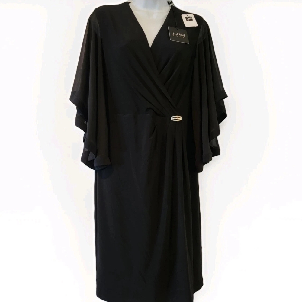 Joseph Ribkoff Signature Black Flutter Sleeve Dress 231771 Size 10